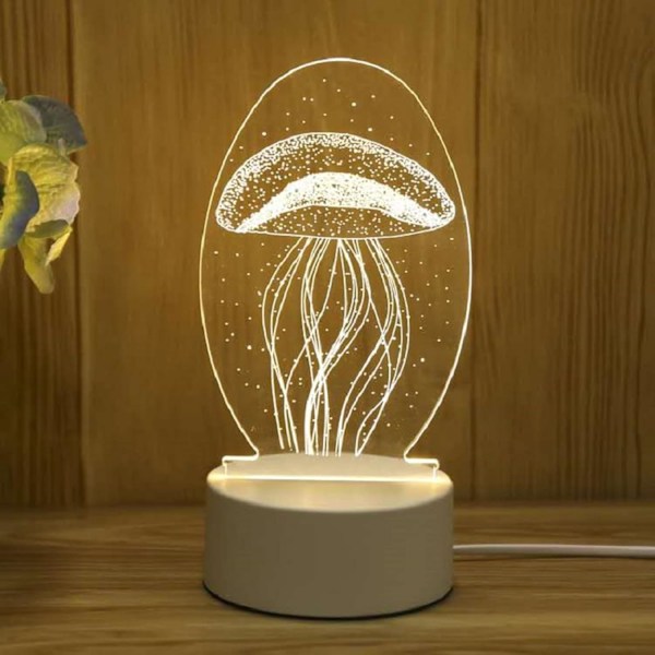 Manet med jellyfish-illusjon, nattlys for barn, LED-bordlampe, nattlampe, soveromsdekorasjon, feriegaver, bursdagsgaver til barn, gutter og jenter