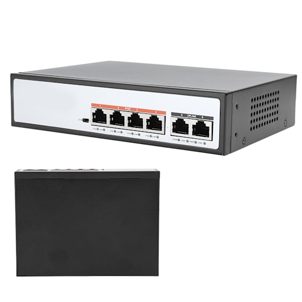 6CH POE-switch, åsksäker typ 100M 6-portars smart övervaknings dedikerad utbyte 200-240V
