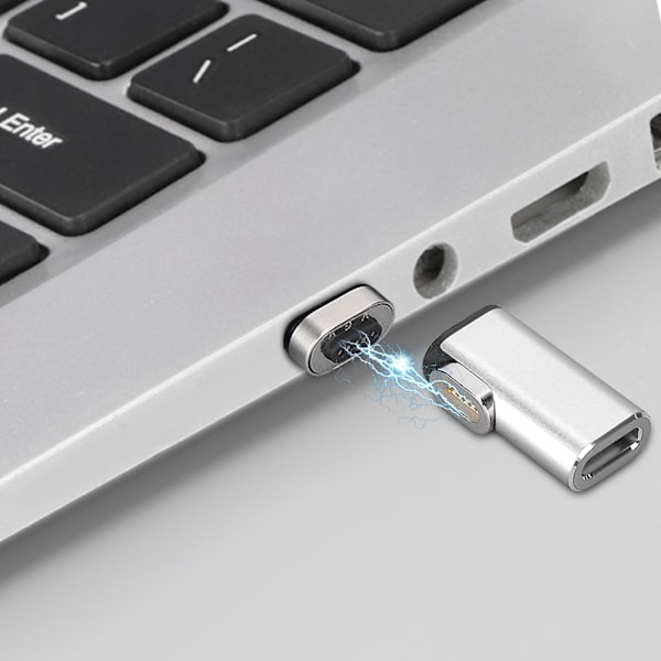 Typ-C magnetisk adapter för Macbook snabbladdning magnet USB-C-kontakt (silver)
