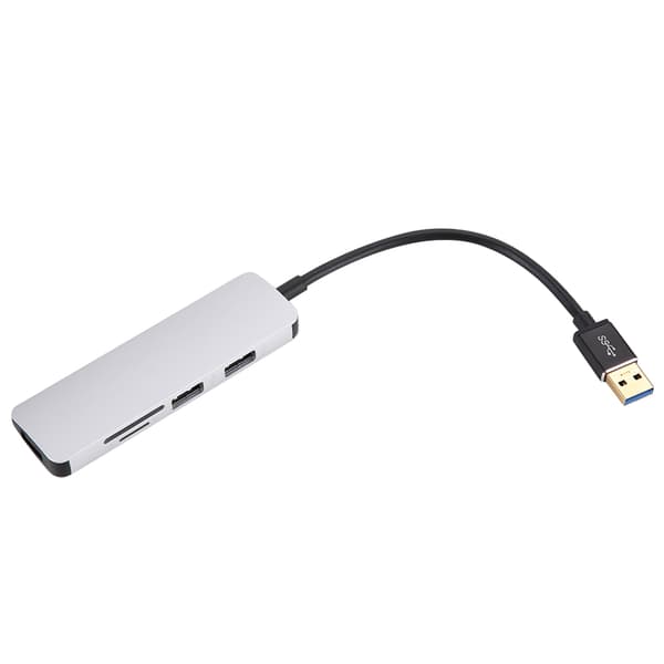 USB3.0 til USB3.0*3 Splitter Adapter 5Gbps 3.0 Splitter Adapter Converter TF/SD Converter Sølv