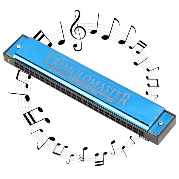 Professionel mundharmonika diatonisk harpe børnegaver polyfonisk C-nøgle 24 huller (Blue )