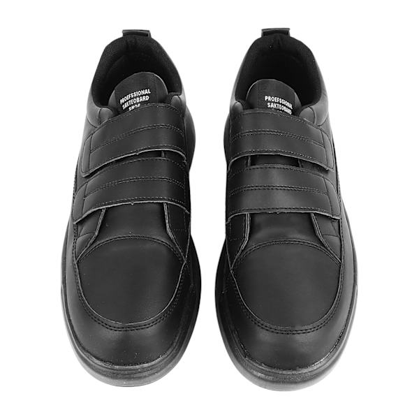 Herre Low Cut Sportsko 4 Rem Stropper Krog og Lås Fodtøj PU Læder Tyk Solet Casual Sko Black 42