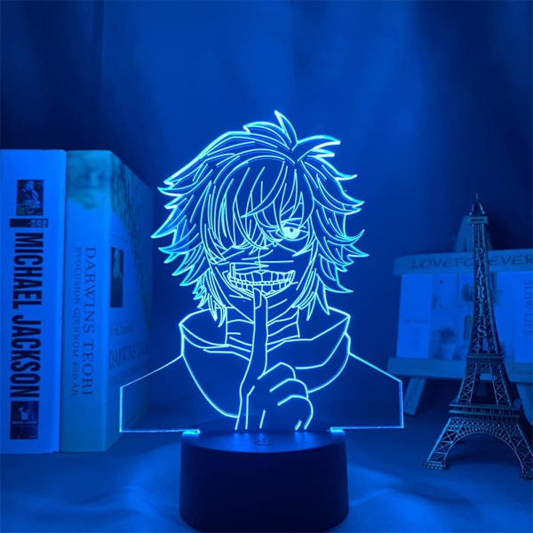USB Anime Lys Ken Kaneki LED Nattelys RGB 16 Farger Skiftende 3D Optisk Illusjon Nattlampe Berøring med Fjernkontroll for Hjemmeromdekorasjon