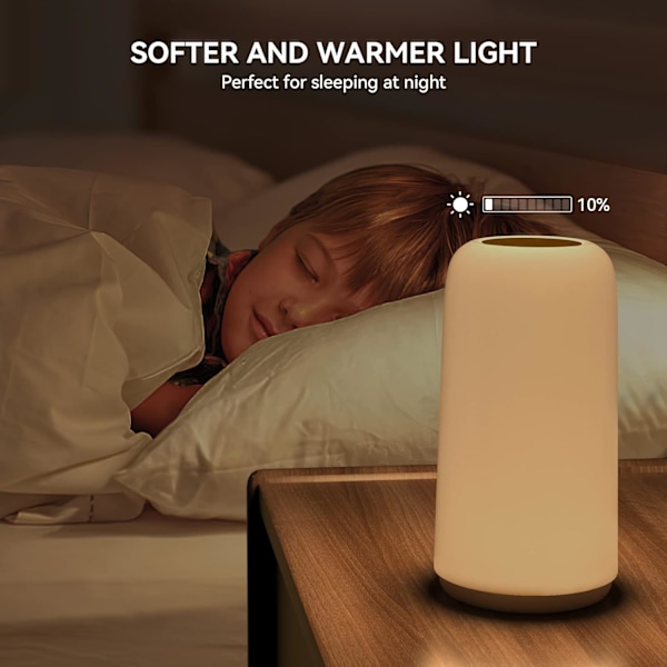 Berørings Nattbordslampe, [Elegant Design & RGB-modus] 3-veis dimbar liten lampe for soverom, LED-lampe med varmt hvitt lys, Multi-Co