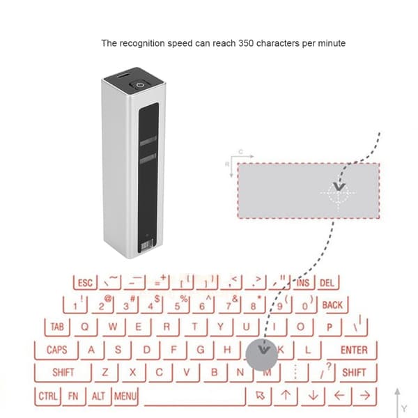 F2 Bluetooth Laser Projeksjon Virtuelt Tastatur Bærbart Trådløst Tastatur for IOS/Android Sølv