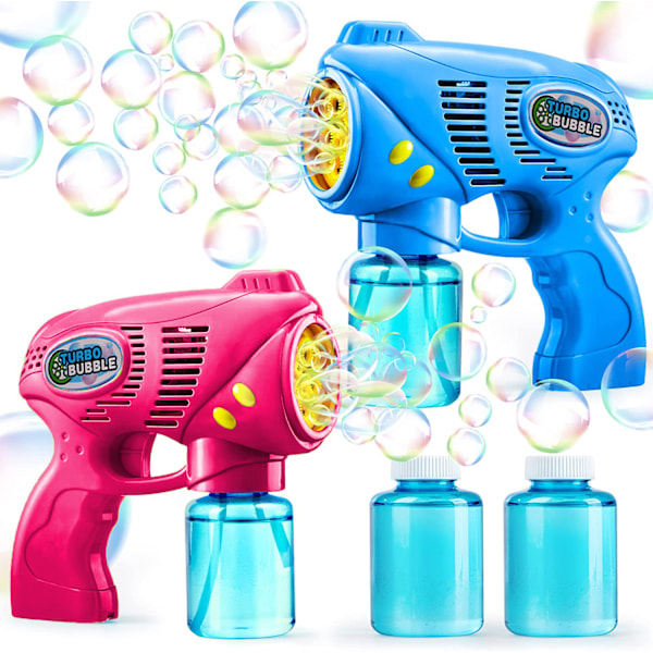 JOYIN Boblepistol for barn, med flasker påfyllingsløsning, boblemaskinpistol for småbarn 1-3 barn 4-8, festgaver, sommerleke, utendørs blue