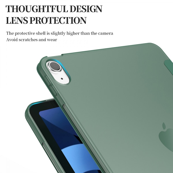 Etui til iPad Air 4. og 5. generation 10,9 tommer Multi-Angle beskyttende cover, blød TPU bagcover med automatisk sleep/wake