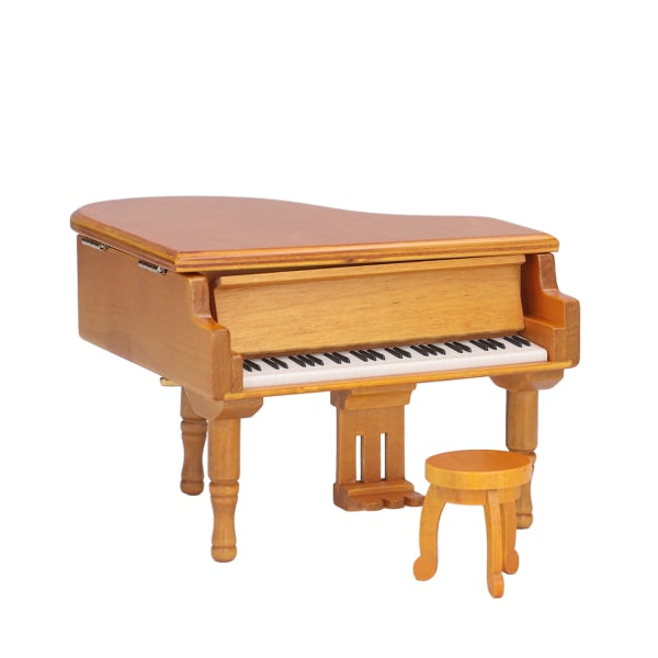 Pianoformad musikbox i trä, simulerad pianomusikbox, prydnad för jul, födelsedag, alla hjärtans dag Wood
