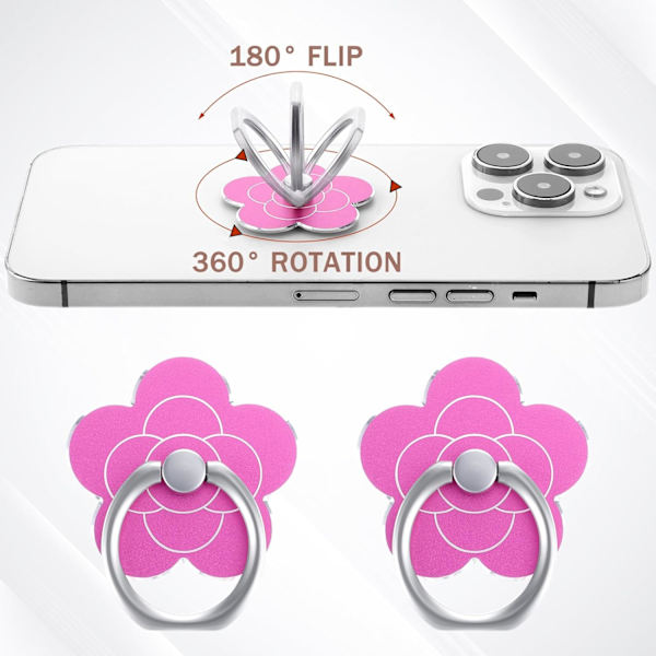 2 st telefonringhållare stativ mobiltelefon blomma finger ring grepp stativ metall universellt kompatibla tillbehör med smartphone, mobiltelefoner 2pcs Silver