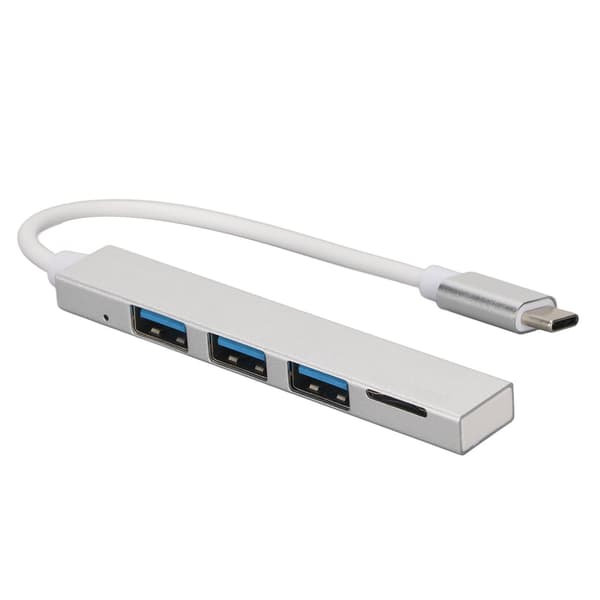 USB C Dock 4 i 1 Type C til USB 2.0 Lagerkort Mini Bærbar Sølv Type C Dockingstation til Desktop Bærbar