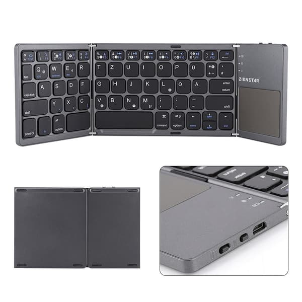 Foldbar Bluetooth 3.0 Trådløst Tastatur Med Touchpad For Android/Windows/IOS