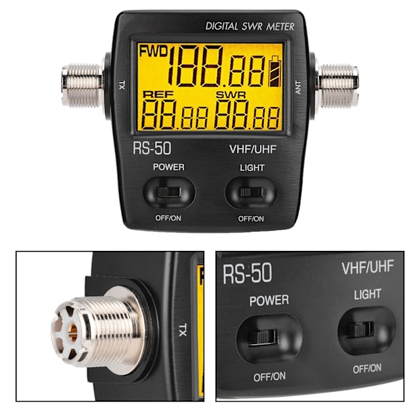 Bærbar digital kortbølgestående bølgemåler SWR-effektmåler 125-525MHZ