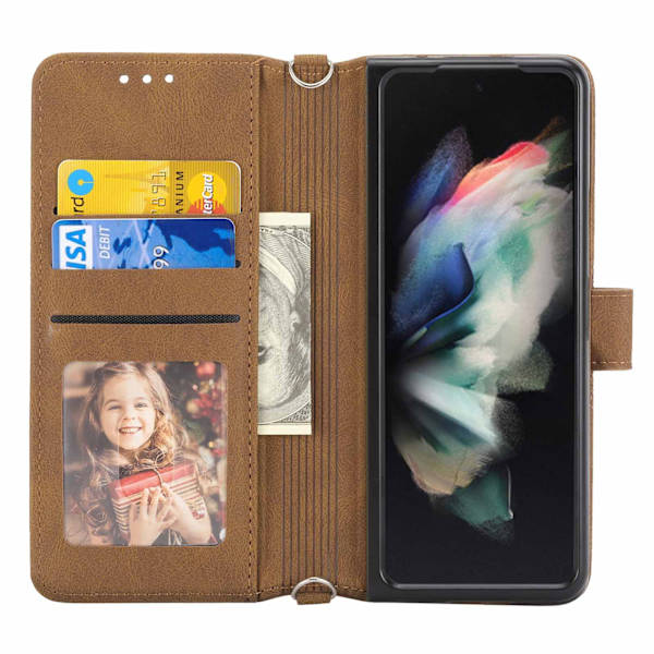 Kompatibel med Samsung Galaxy Z Fold 4 5G Plånboksfodral med Kortfack Flip PU Läder Prägling Fällbar Stötsäker Skyddande Skal