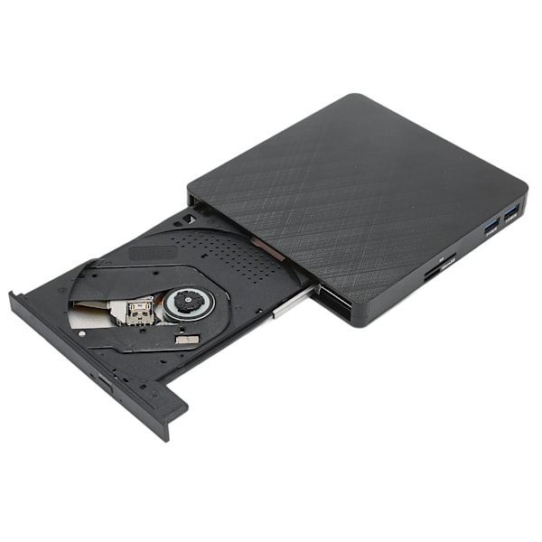 DVD-brännare bärbar dataströmförsörjning 2 i 1 USB3.0-portar mobil extern CD DVD-enhet brännare stöd TF SD-kortläsare svart