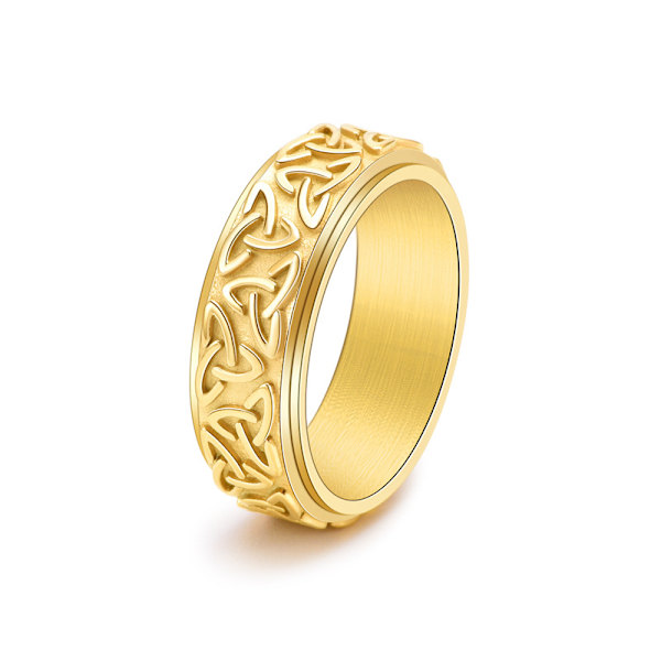 Rostfritt stål keltisk triangelknut vridbar ring neutral stil herr personlig smycken omkrets: 60mm diameter: 19 mm -1 artikel guld