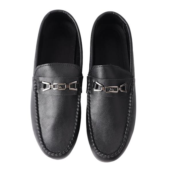 Herr Slip On Skor PU Läder Casual Fshion Skor Lätt Antislip Spänne Låg Top Klänning Skor Svart 44