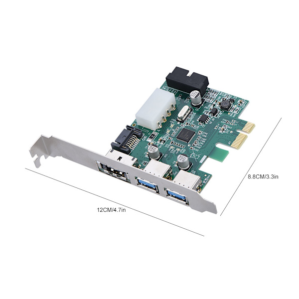 Skrivbord PCI-E till 2-Port Standard USB 3.0 PCI Express-kort 2-Port 19Pin USB3.0 Expansionskort