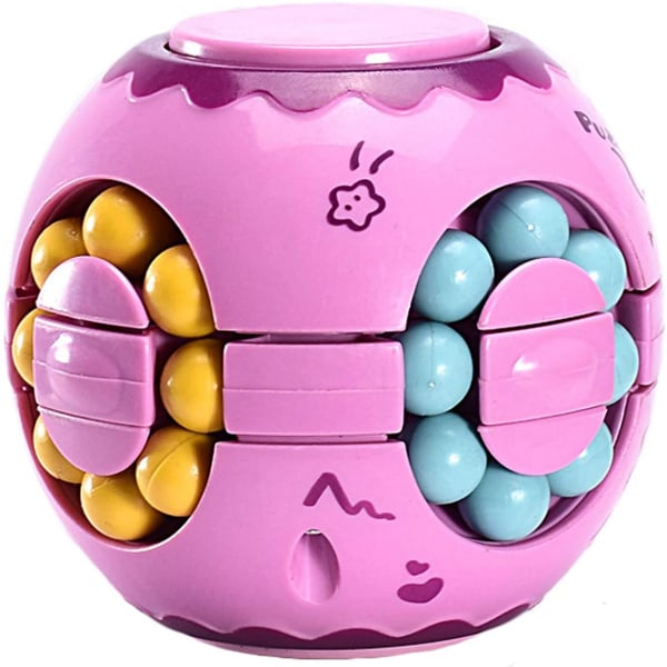 2 i 1 Roterende Fidget Spinner Magic Bean Infinity Cube Stressball Voksne Barn Unisex-Barn Pedagogisk puslespill kubeleker (rosa)