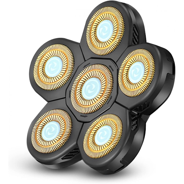 AVEKI Uppgradering 6D Elektrisk Rakapparat Ersättningshuvud Freedom Head Shaver Ersättningsblad Huvudrakare för Skalpellerade Män Utbytbart Huvud Vattentäta Blad