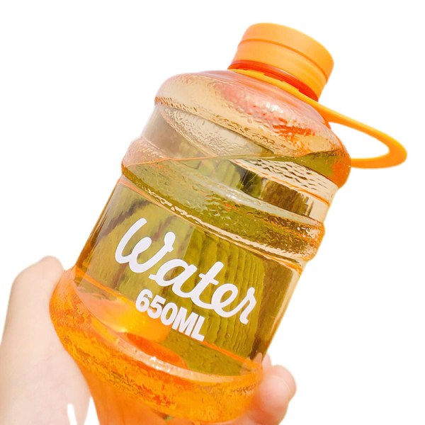 Mini Small Pure Bucket Cup Plast Vandkop Vand [Transparent Orange] 650ml Enkelt kop + kop børste