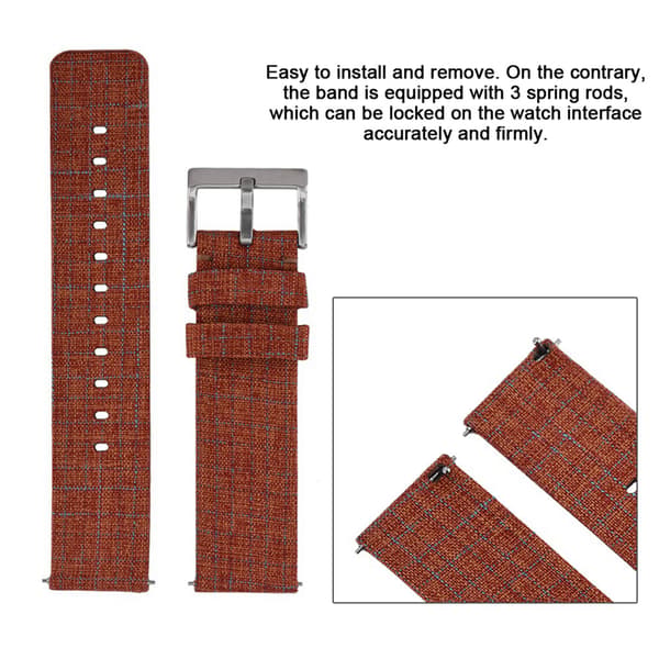 Udskiftningsrem til Fitbit Versa Canvas Grid Strap - Rem med Grid-mønster (Orange)