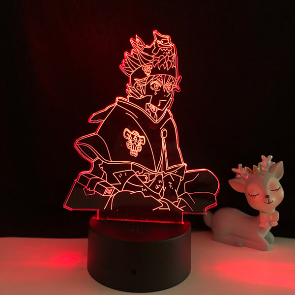 Qinwei 3D Illusion Lamp Anime Clover  LED-yövalo Kaukosäätimellä Pöytälamppu Lapset Koti Dekoraatiovalot --- Musta Istuin