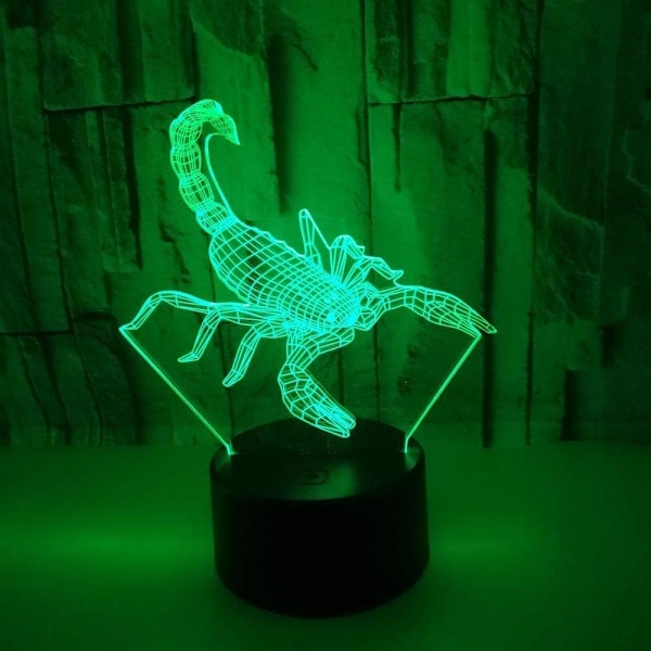 LED Dyr Scorpione Form 3D Nattelys, Barnelys 16-Farge Dimbar med Fjernkontroll Smart Berøring, Jule- og Bursdagsgaver for Gutter og Jenter