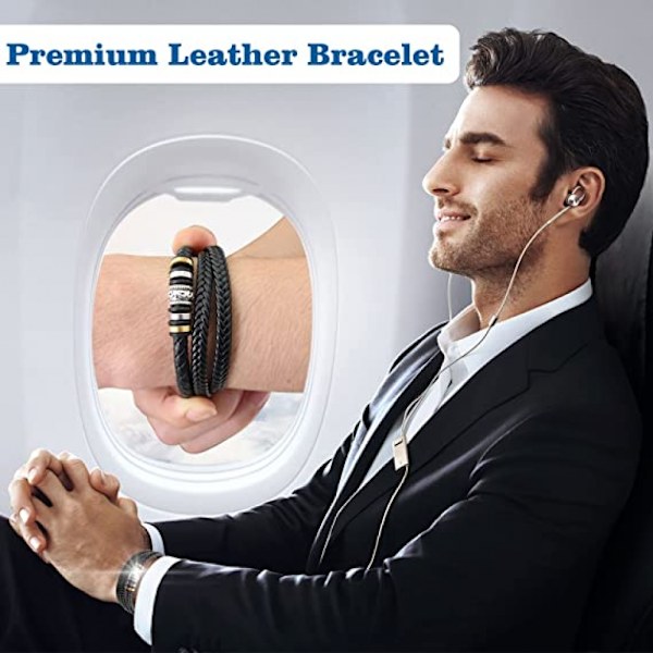 Läderarmband för män, till min son, mammas armband, sonsons mormors armband - mamma till min sons armband, läderflätat armband