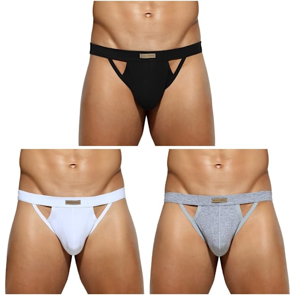 Herr Athletic Supporter Stretch Underwear Mesh Jock Strap Multipack Black White Gray L