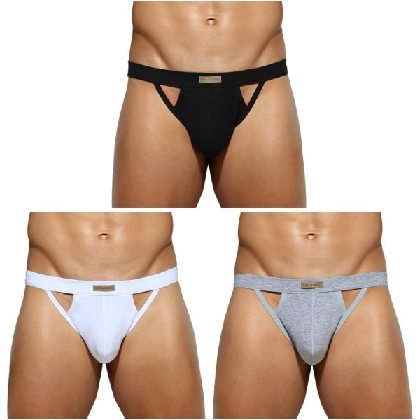 Mænds atletiske supporter stræk undertøj mesh jockstrap multipack Black White Gray XXL