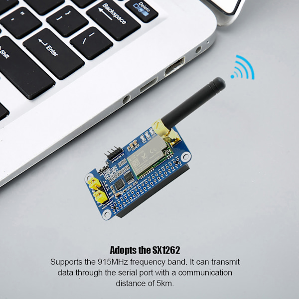 SX1262 915MHz LoRa HAT USB UART-piiri 4 LED-ilmaisinta laajennuskortti Raspberry Pi:lle