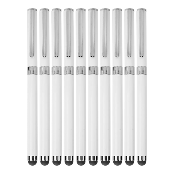 10Pcs Stylus 2‑in‑1 Capacitive Touch Screen Metal Ballpoint Pens Computer AccessoriesWhite