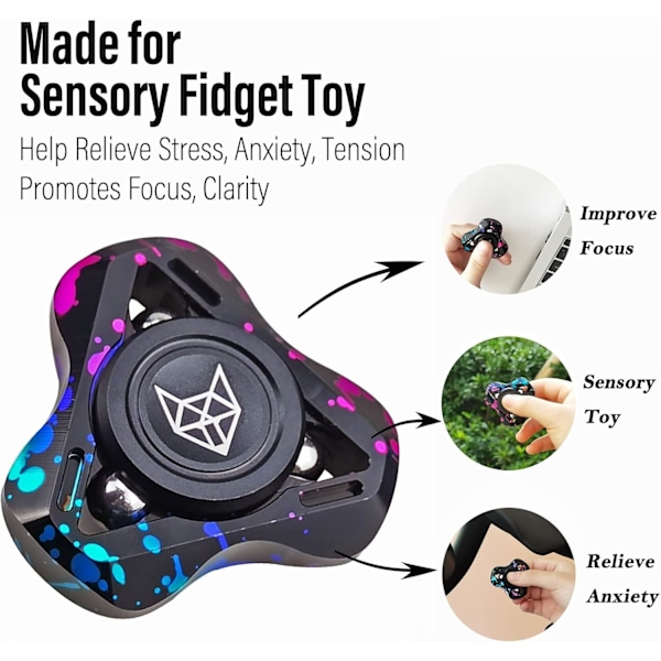 Metallisk Fidget Spinner för Vuxna, Rostfritt Stål Fidget Leksaker, Liten Mini Fidget Block, Tysta Lager EDC för Män Ångest Cool