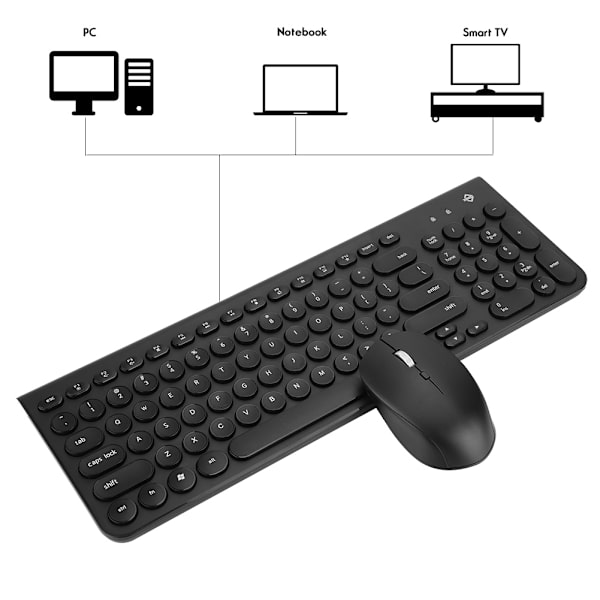 Ajazz 325i 96 Taster 2.4G Trådløst Tastatur Mus Kombo Høy Følsomhet(Svart)