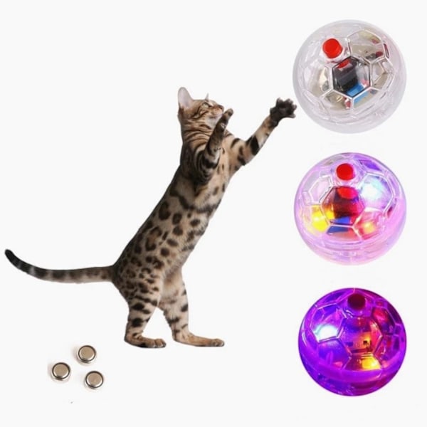 4 stycken spökjakt kattboll rörelse ljus upp kattbollar LED rörelseaktiverad kattboll rörelse ljus upp katt hund interaktiva leksaker husdjur glödande mini ru