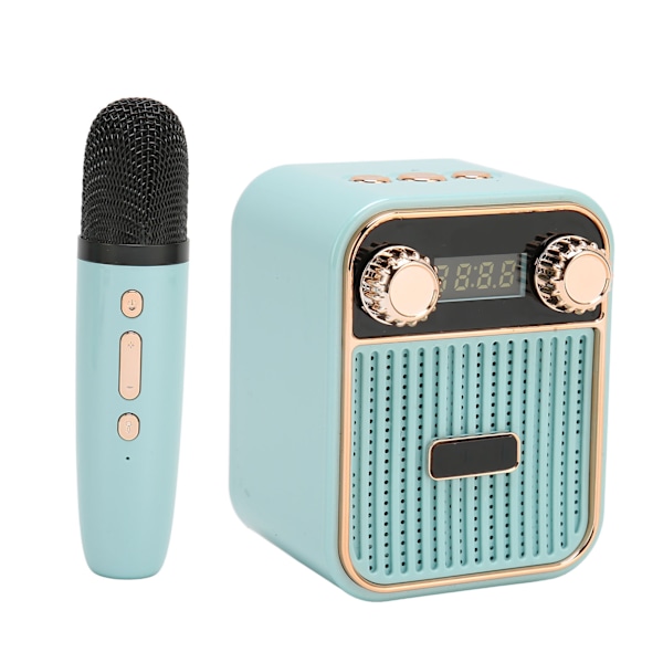 Mini Bluetooth Karaoke Maskin HiFi Stereo Ljud Bärbar Bluetooth Högtalare med Mikrofon för Barn Gåvor Blå