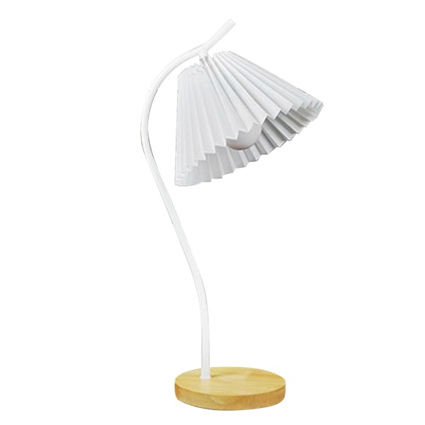 Bordslampa med tyg veckad lampskärm Metall Modernt Nattduksbord Sänglampa för Sovrum Vardagsrum Vit