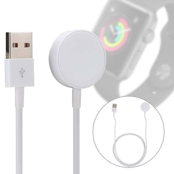 Hvid trådløs opladningsur magnetisk oplader USB-kabel til iWatch Series 1/2/3/4