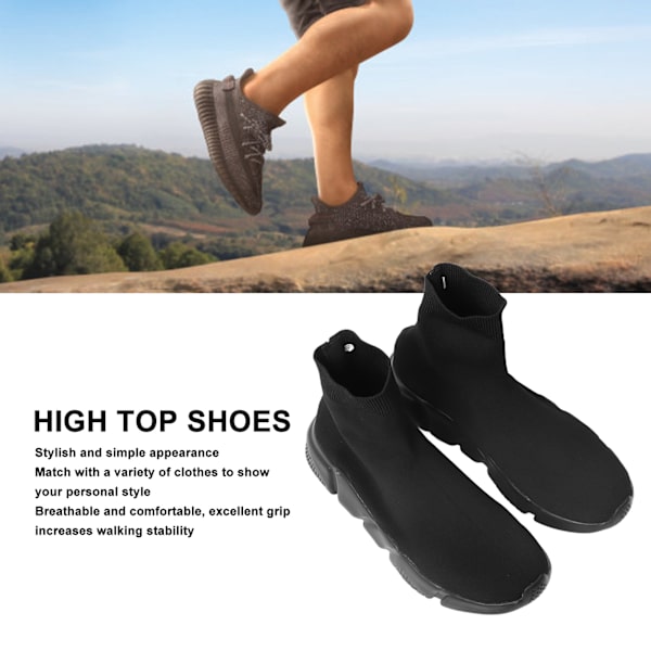 Herre High Top Sneakers Casual Åndbar Fashionable Multifunktionelle Sko til Udendørs Vandring Klatring Sort EU Størrelse 42