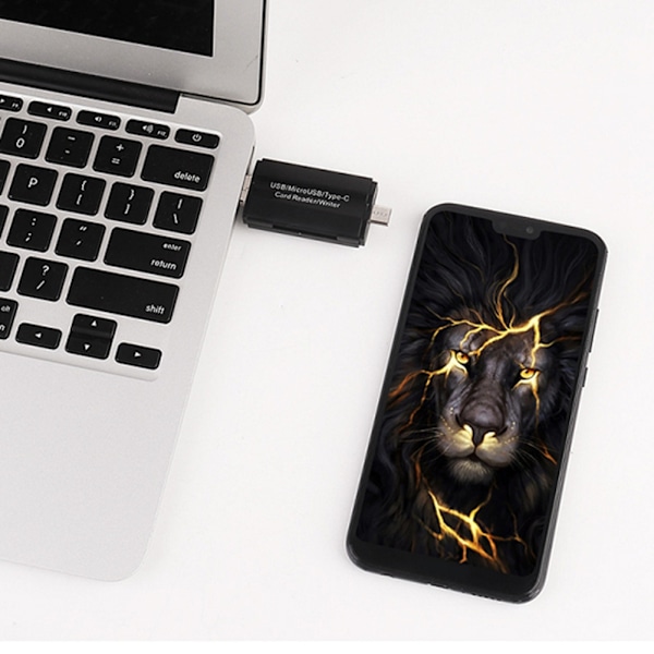 Universell typ-C Micro-USB USB 3 i 1 mobiltelefon bärbar dator multifunktionskortläsare