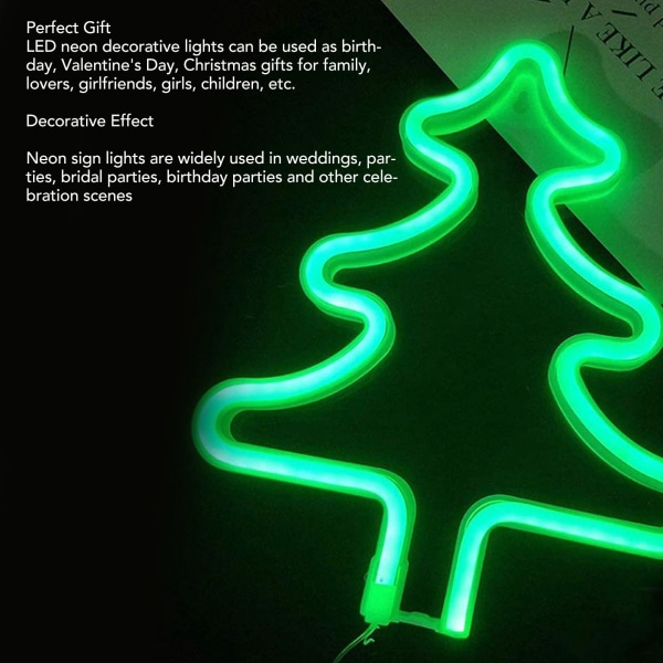 Christmas Neon Sign Juletræ Form Neon Light USB Dekorativ Natlampe til skrivebordsvægdisplay