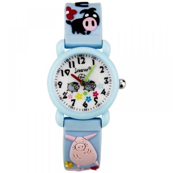 Lasten sarjakuva sininen watch vedenpitävä Band Piggy Print watch 2–12-vuotiaille tytöille ja pojille, paras lahja lapsille