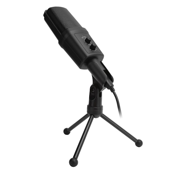 USB-kondensatormikrofon med ledning og justerbar stander til online-spil/live-udsendelse/videomøder - sort