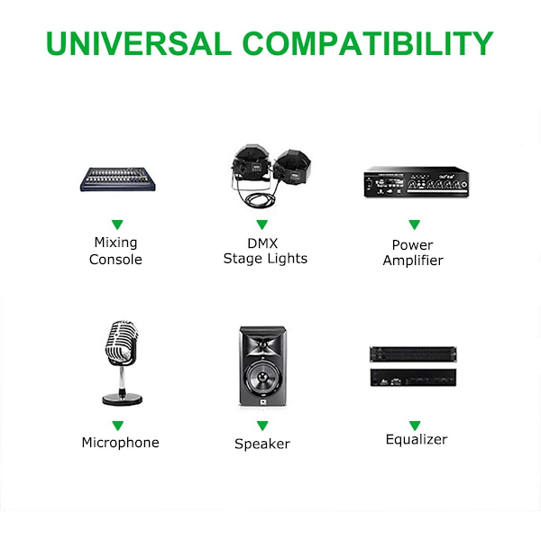 5 PIN XLR DMX-kabeladapter 50 fod, DMX512 5PIN XLR han til hun 5-PIN DMX-kabel