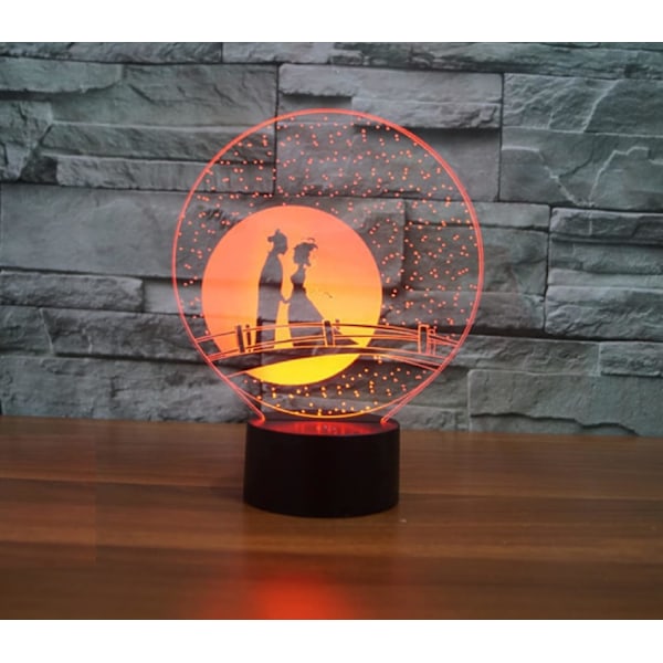 3D Valentinsdag Fjernbetjening 16 Farve Natlys Illusion Akryl LED Bord Sengelampe Børneværelse Skrivebords Dekoration Fødselsdagsgaver Legetøj