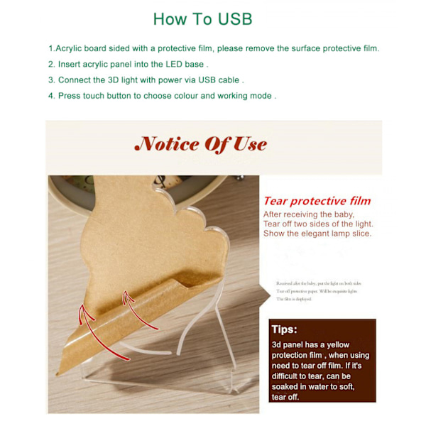Qinwei 3D Illusion Lampe Anime Clover LED Natlampe Fjernbetjening Skrivebordslampe Børne Hjem Dekoration Lys --- Sort Sæde
