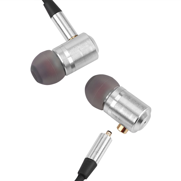 Avtakbare in-ear-hodetelefoner med 3,5 mm stereohodesett med metallhus sølv