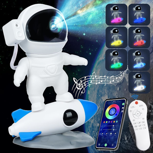 Astronaut Galaxy Projektor for Soverom, Stjerneprojektor med Månelampe, Led Space Nebula Nattlys for Barn Tenåringsjenter Gutter Voksne