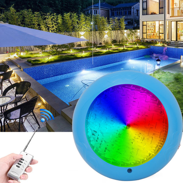 LED Pool Light IP68 Waterproof AC DC12V 35W with Remote Control for Outdoor Swimming Pools Blue