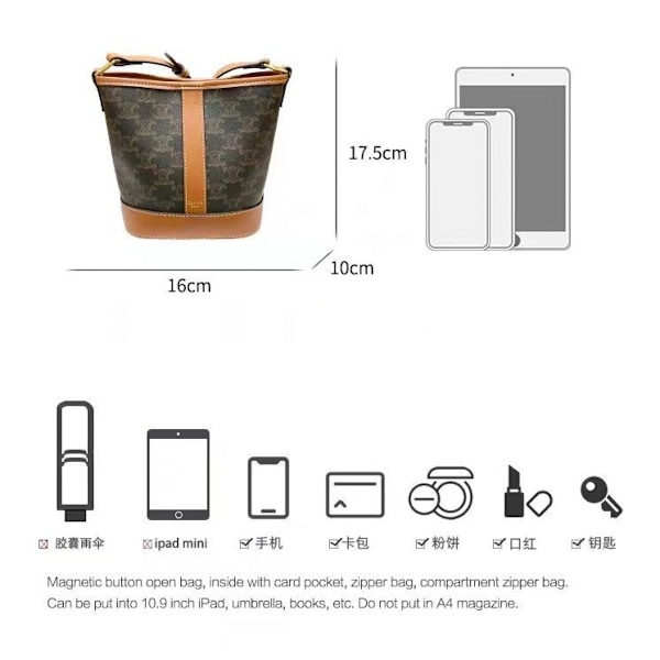 Bucket Bag Väska Dam Pendlar Gammal Blomma Triumf Nisch Mode Crossbody Väska